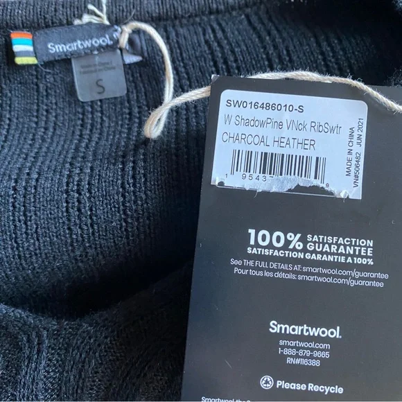 Smartwool Shadow Line V-Neck Ribbed Wool Sweater - S - Picture 11 of 13